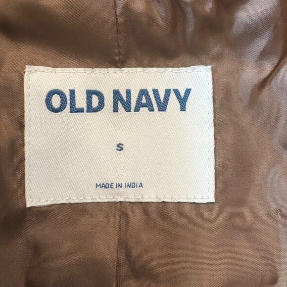 Old Navy Womens Brown Faux Leather Jacket S W/ Belted Waist & Zippered Pockets - Picture 5 of 10